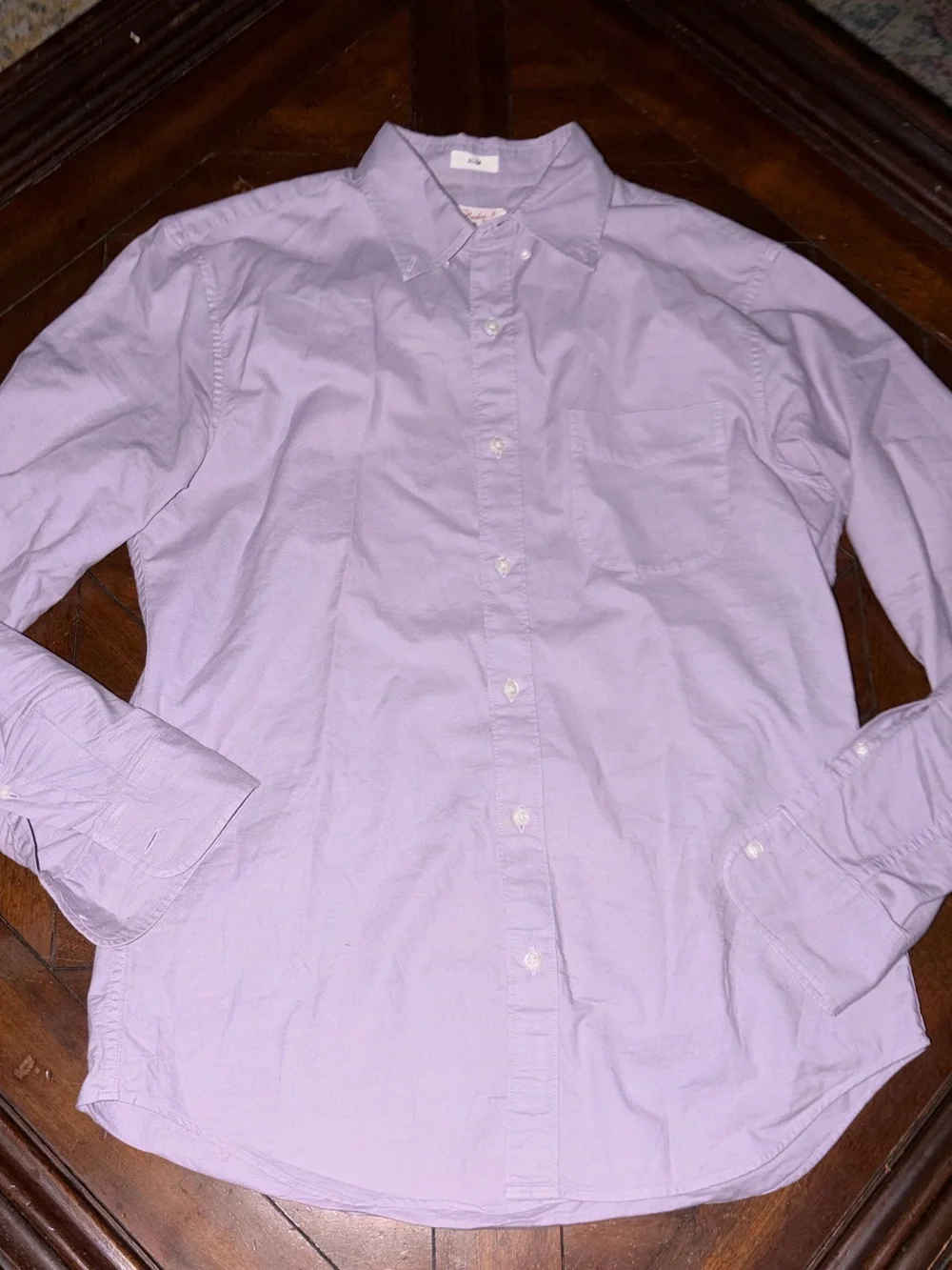 J Crew lavendar broken in oxford organic cotton button down collar shirt slim m